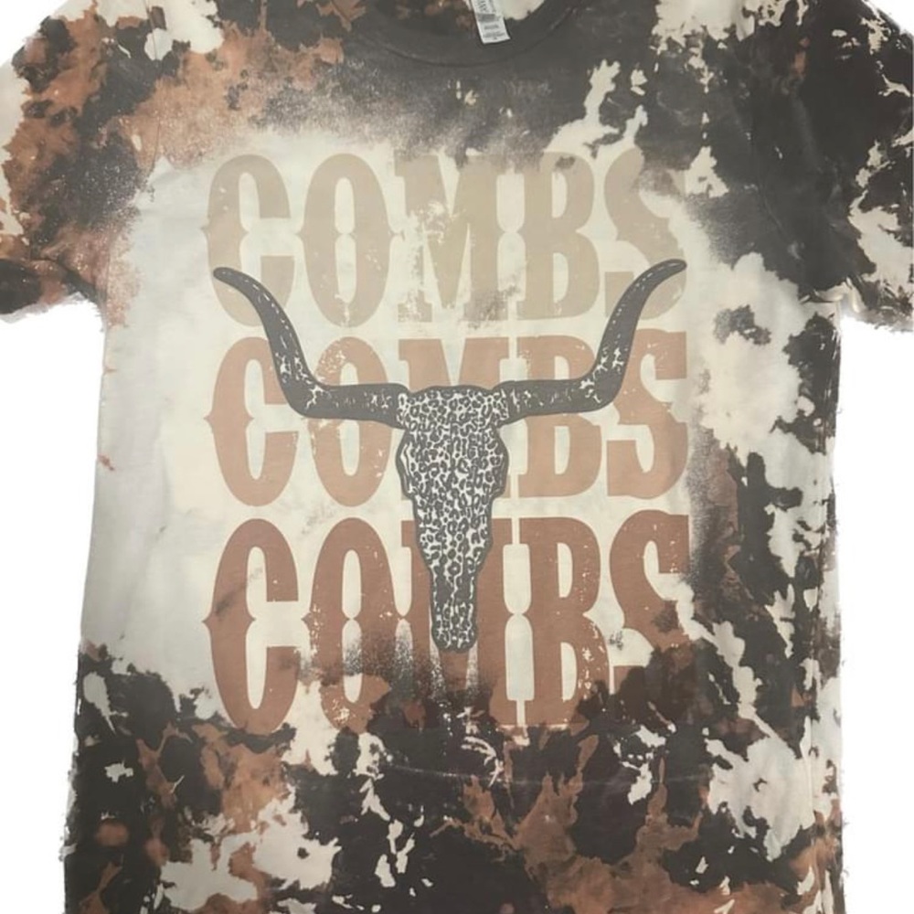 Luke Combs custom cowhide bleached concert tee.